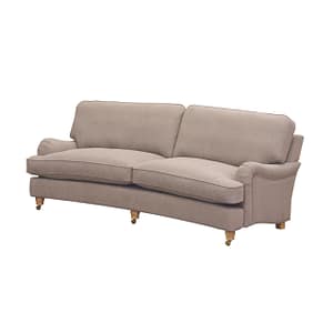 Svängd howardsoffa i beige tyg
