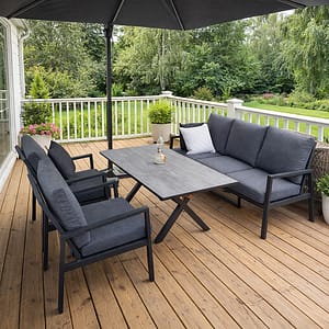 Manchester loungesoffa 3+1+1 bord aluminium – Utemöbler | Möbelrondellen Mora