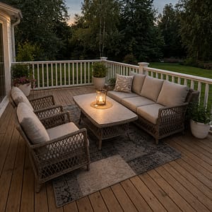 Kronoborg loungesoffa 3+1+1 med bord dynor ingår – Utemöbler | Möbelrondellen Mora