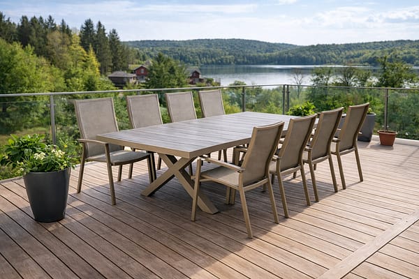 Orlando utebord klinkers/aluminium 202-262 cm – Utemöbler | Möbelrondellen Mora